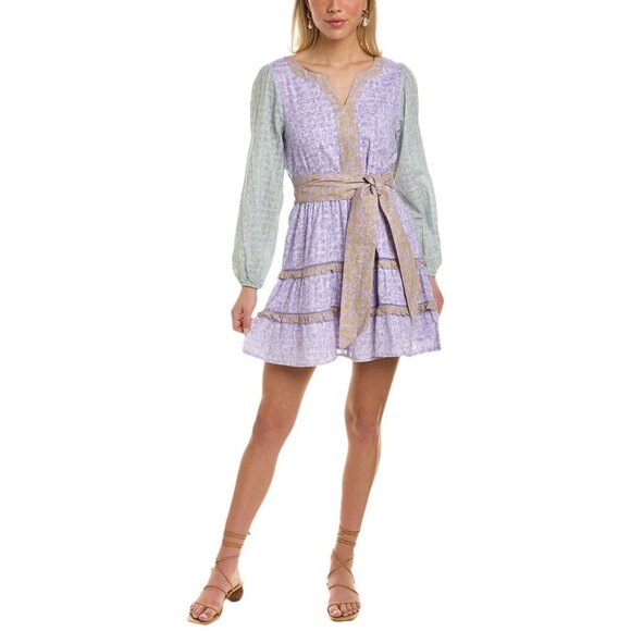 ROLLER RABBIT Ismay Naema Dress Sz L Pastel Colorblock - Picture 1 of 10